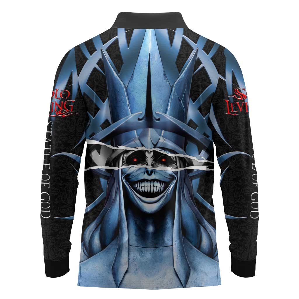 Statue of God Solo Leveling Long Sleeve Polo Shirt Dark Surreal Gothic Style