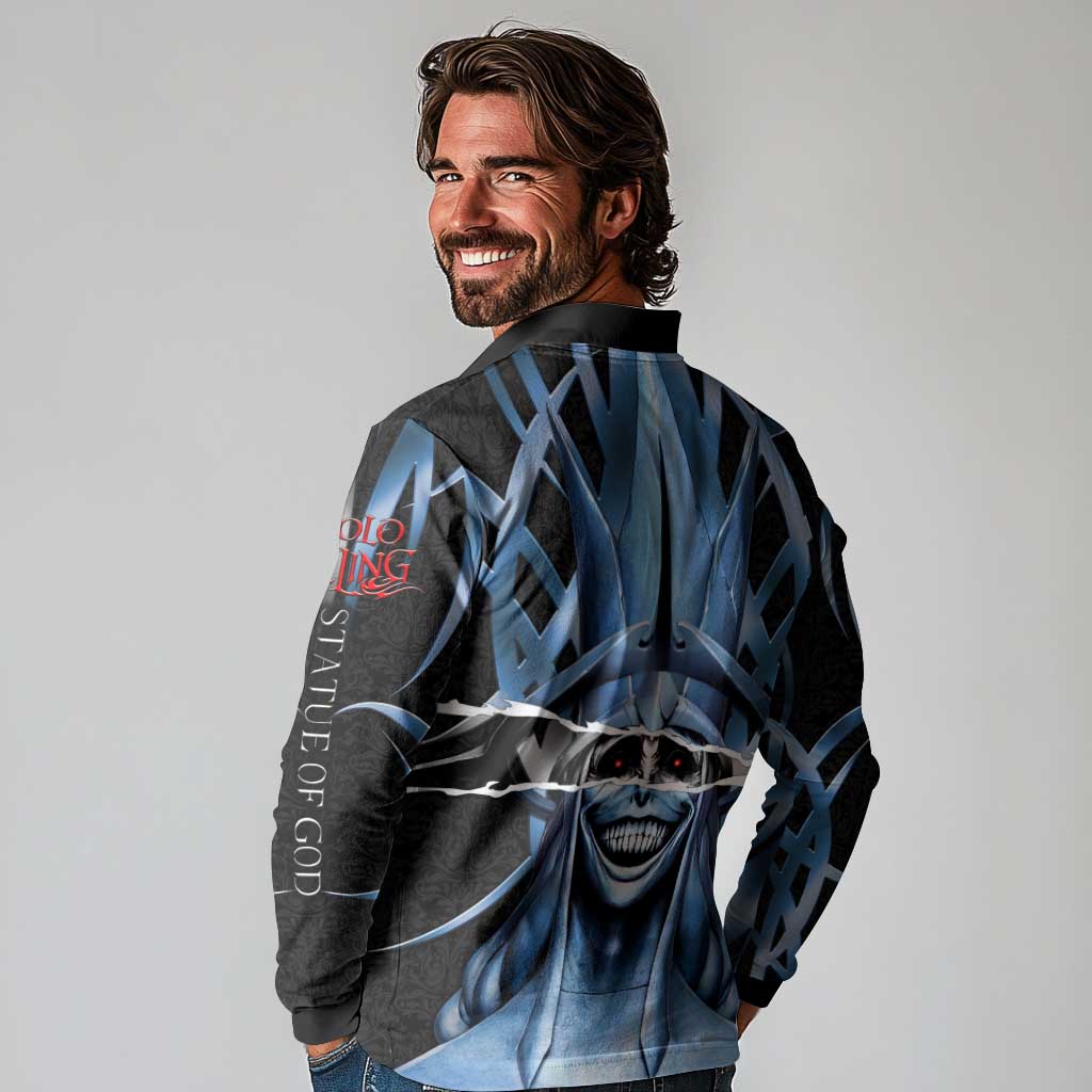 Statue of God Solo Leveling Long Sleeve Polo Shirt Dark Surreal Gothic Style