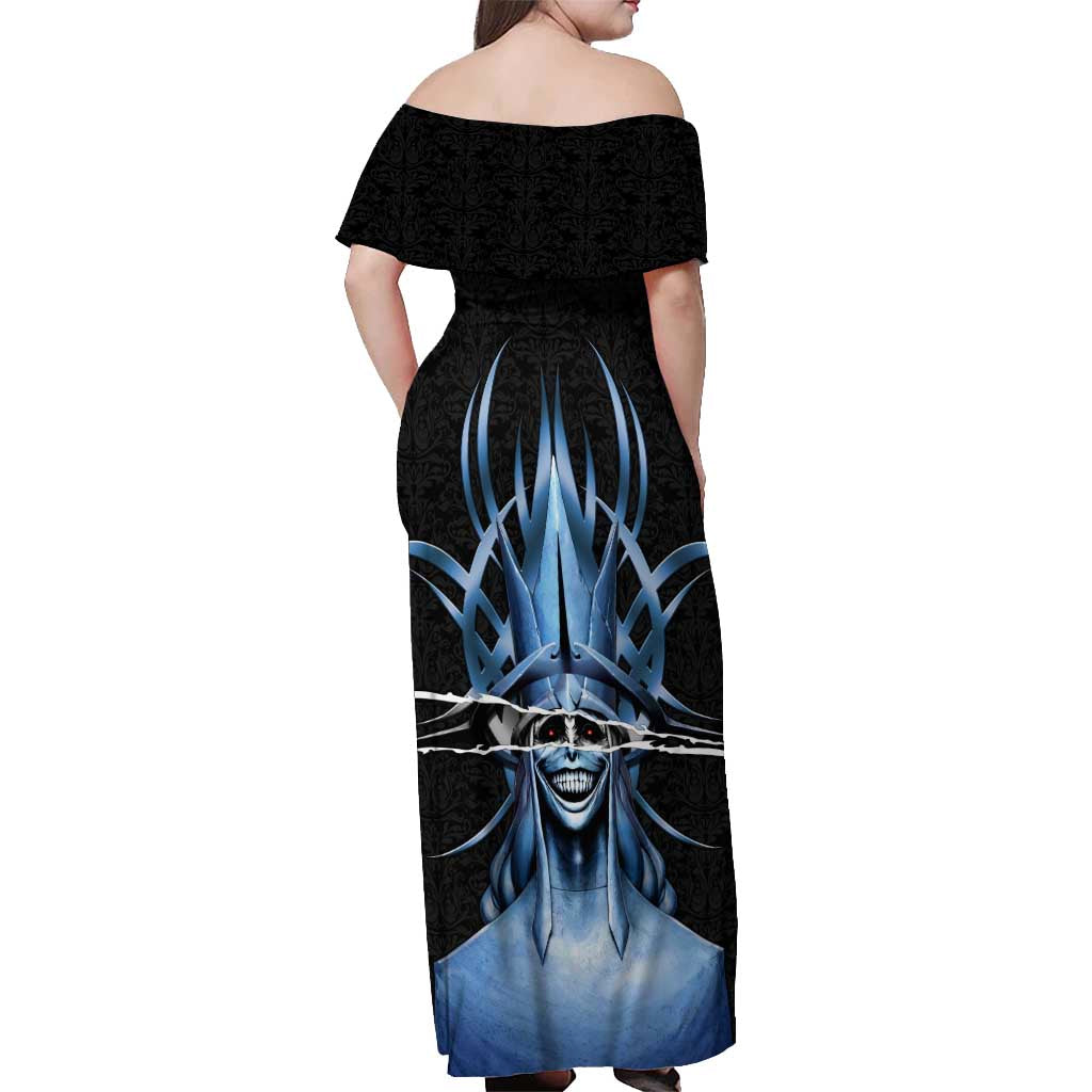 Statue of God Solo Leveling Off Shoulder Maxi Dress Dark Surreal Gothic Style