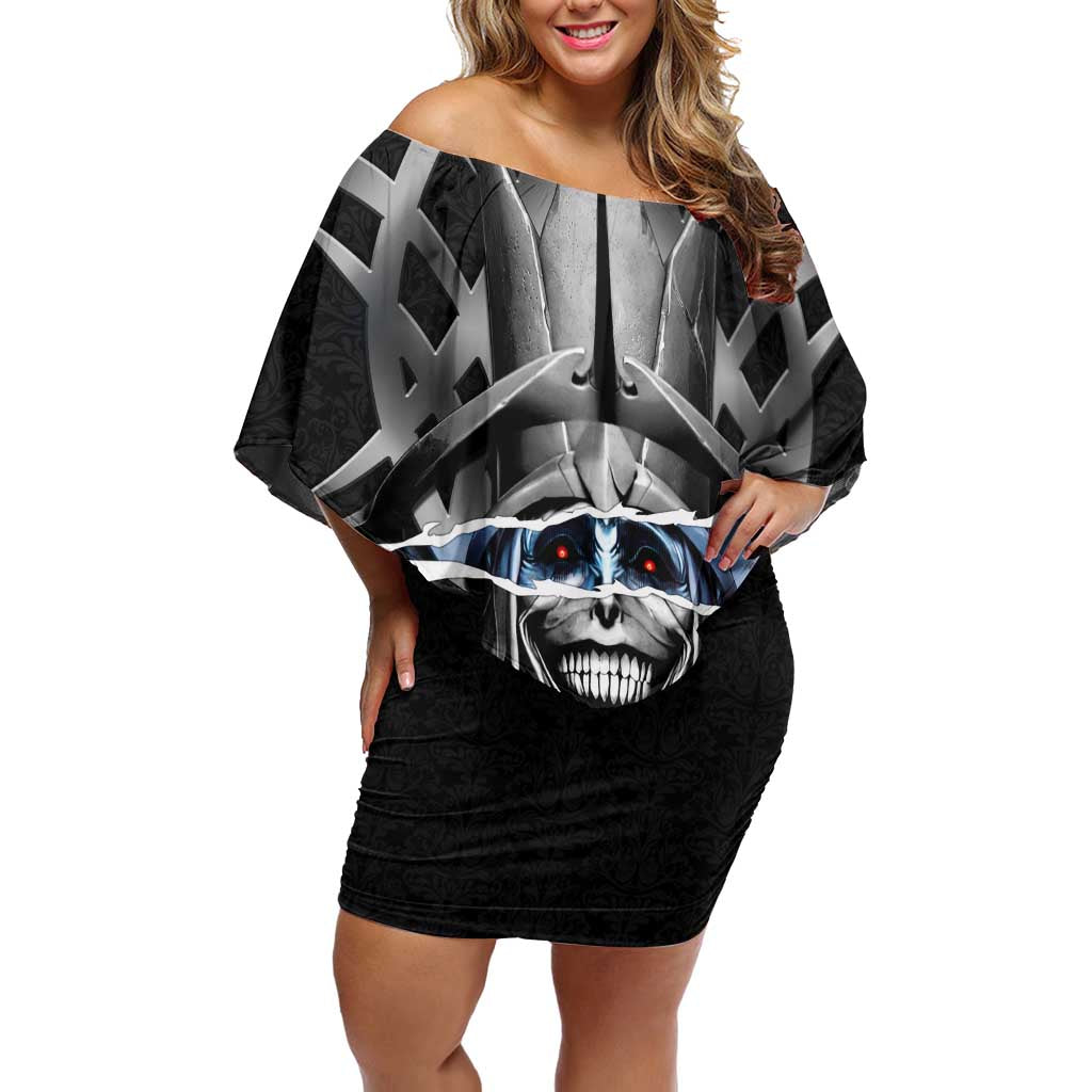 Statue of God Solo Leveling Off Shoulder Short Dress Dark Surreal Gothic Style