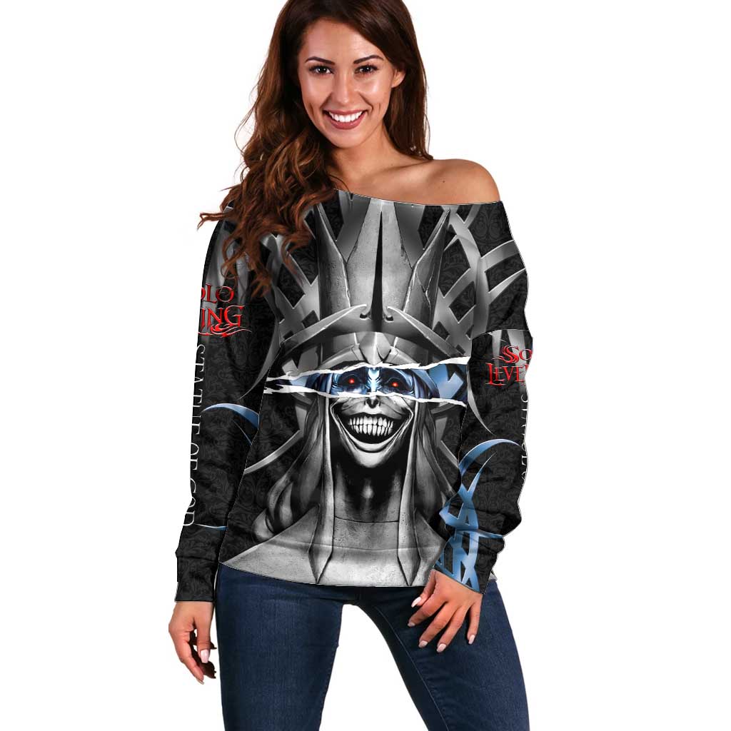 Statue of God Solo Leveling Off Shoulder Sweater Dark Surreal Gothic Style