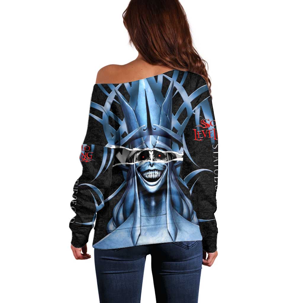 Statue of God Solo Leveling Off Shoulder Sweater Dark Surreal Gothic Style
