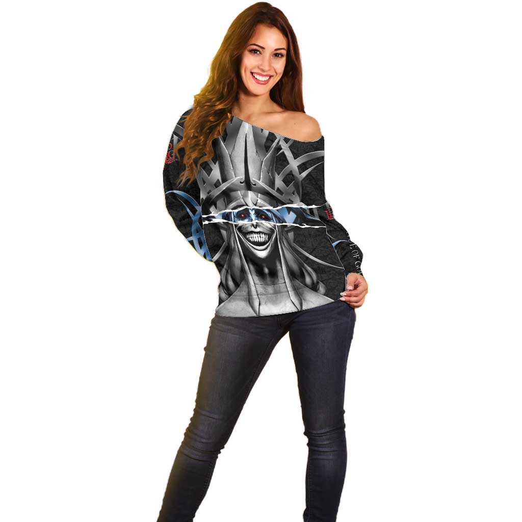 Statue of God Solo Leveling Off Shoulder Sweater Dark Surreal Gothic Style