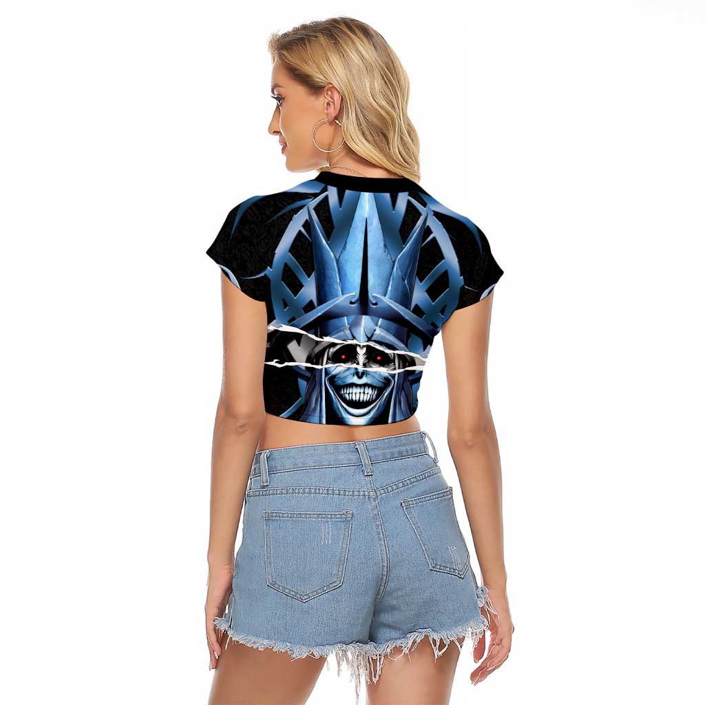 Statue of God Solo Leveling Raglan Cropped T Shirt Dark Surreal Gothic Style