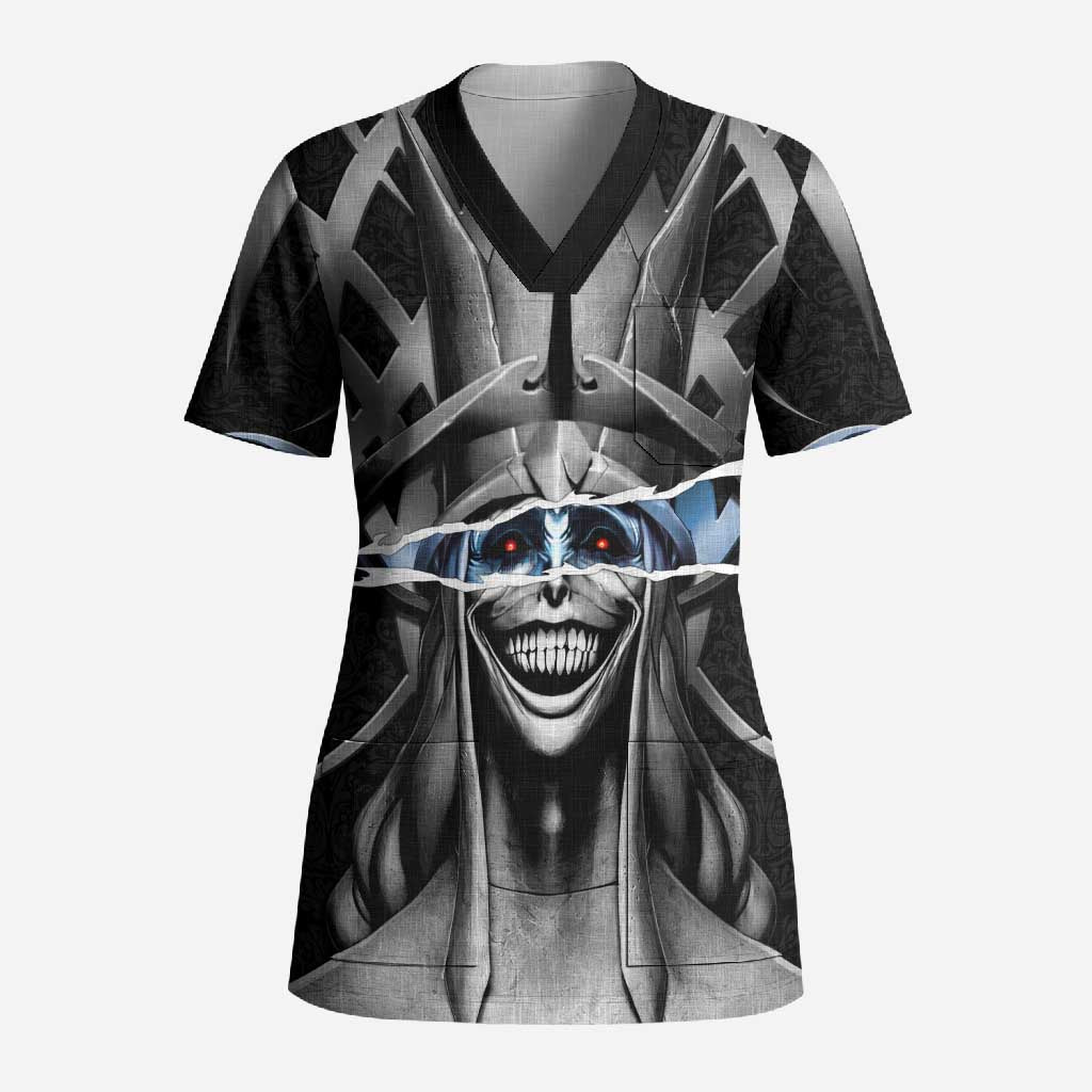 Statue of God Solo Leveling Scrub Top Dark Surreal Gothic Style