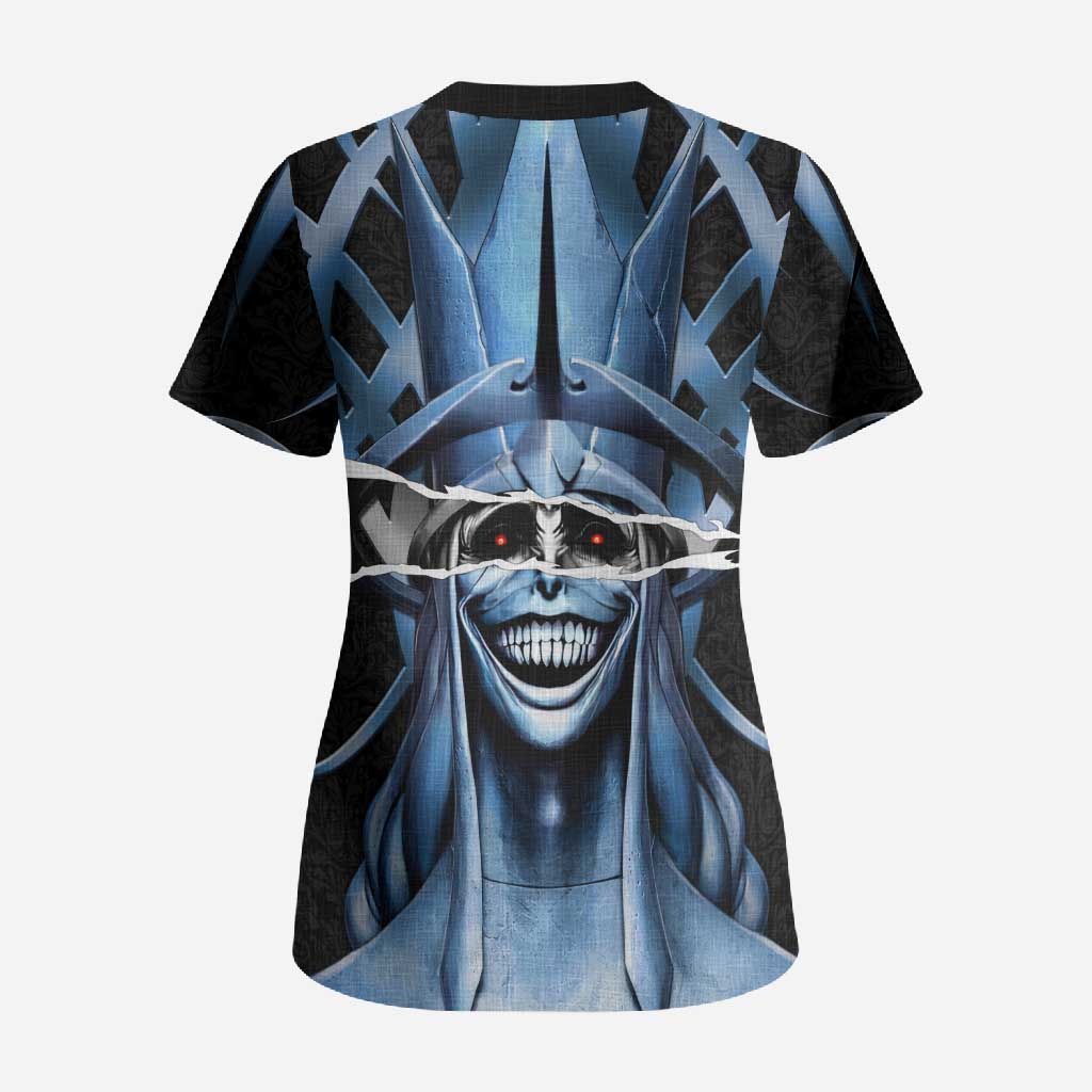 Statue of God Solo Leveling Scrub Top Dark Surreal Gothic Style