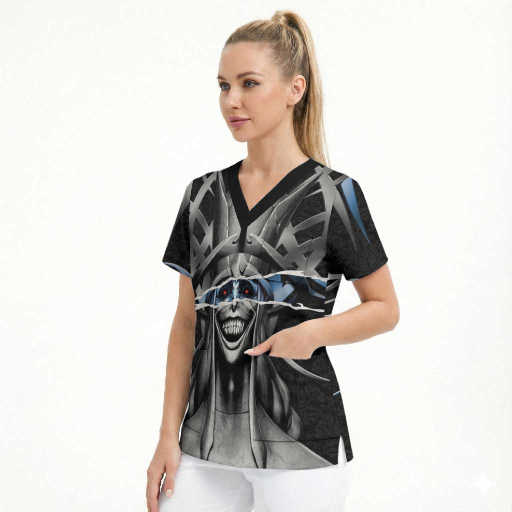 Statue of God Solo Leveling Scrub Top Dark Surreal Gothic Style