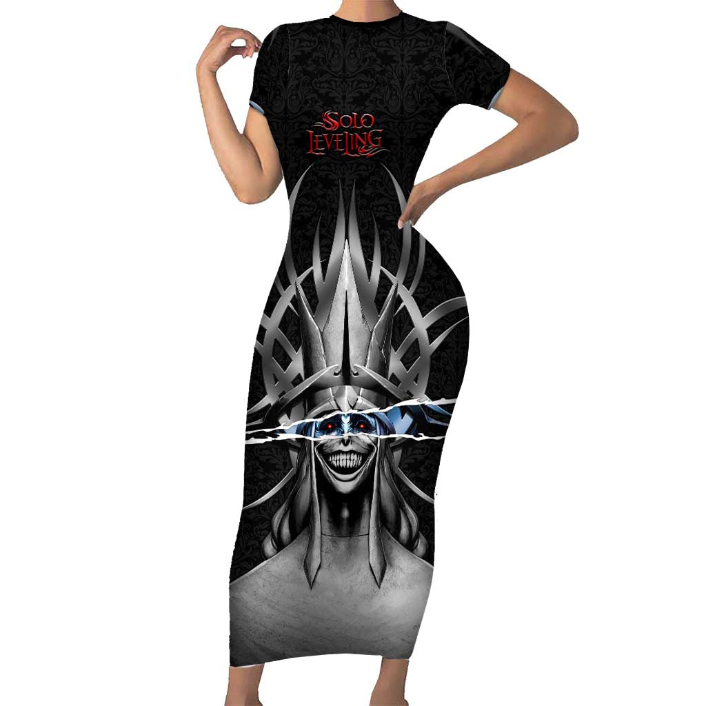 Statue of God Solo Leveling Short Sleeve Bodycon Dress Dark Surreal Gothic Style