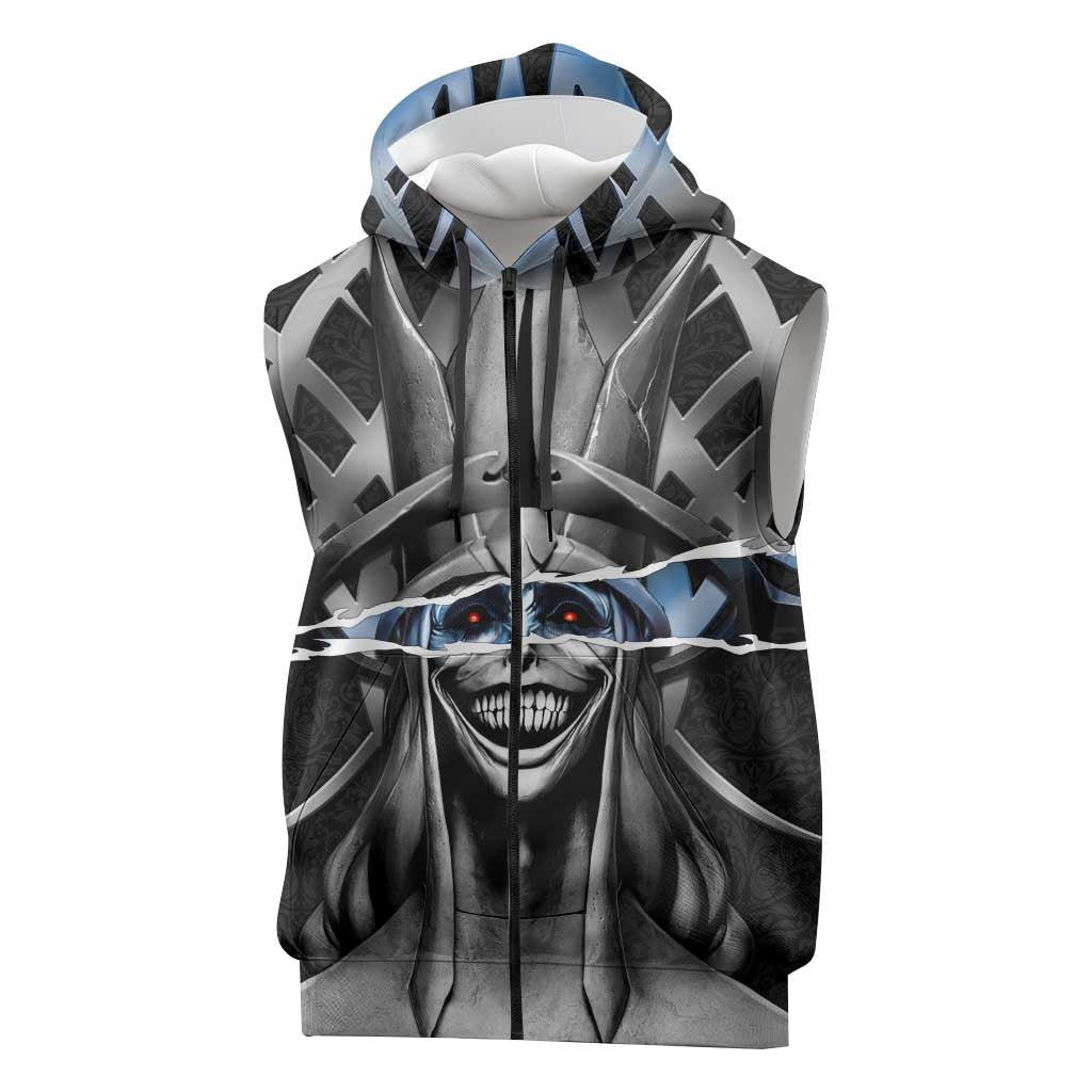 Statue of God Solo Leveling Sleeveless Zip Hoodie Dark Surreal Gothic Style
