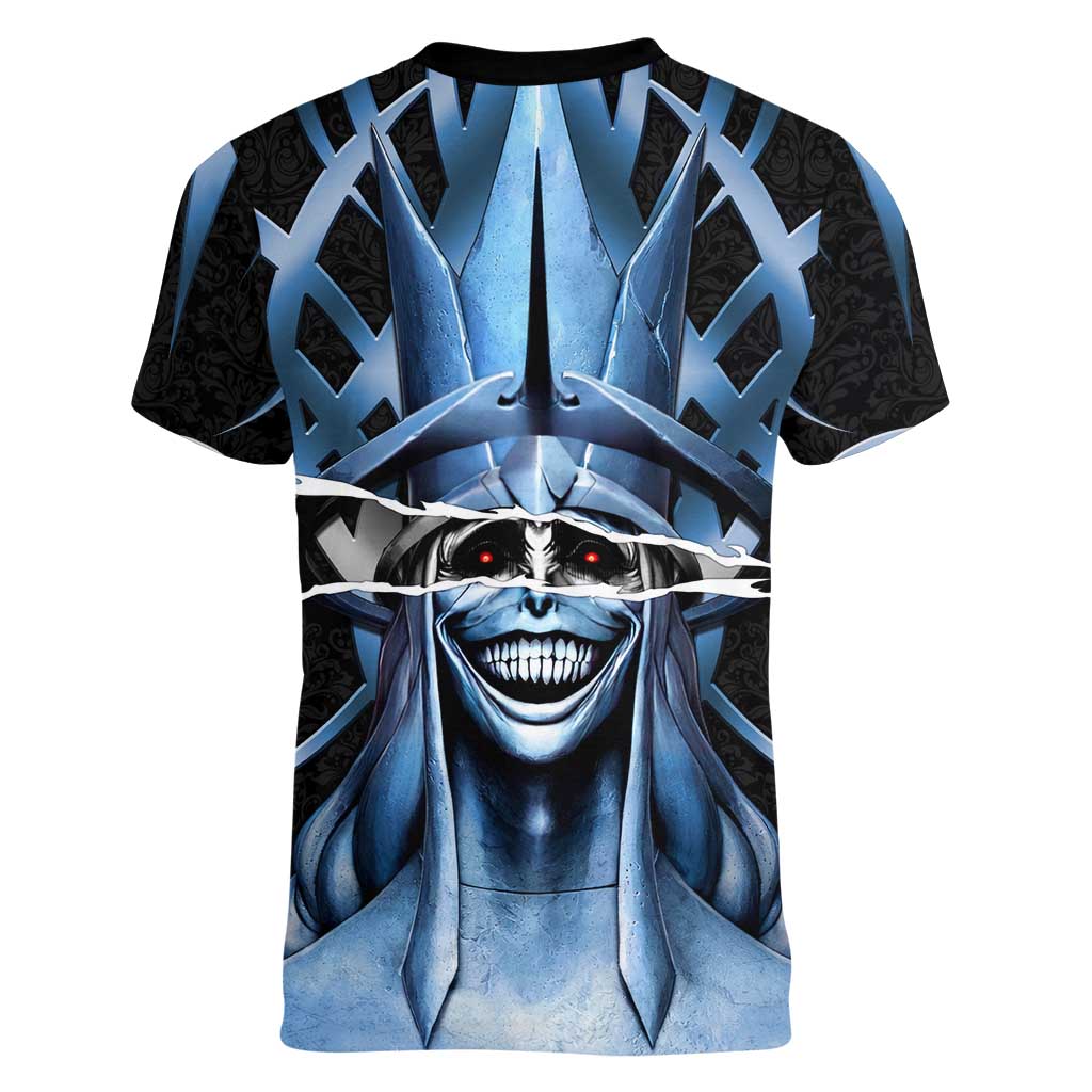 Statue of God Solo Leveling Women V-Neck T-Shirt Dark Surreal Gothic Style