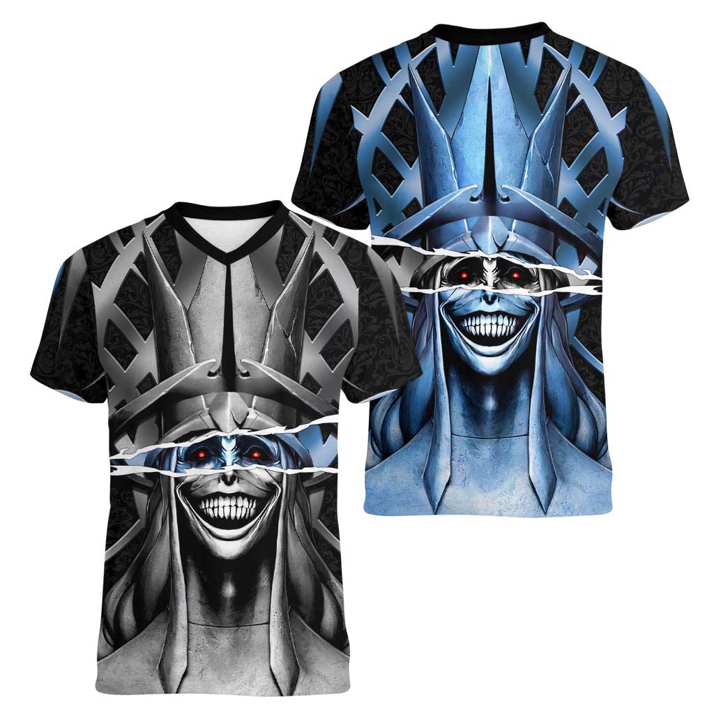 Statue of God Solo Leveling Women V-Neck T-Shirt Dark Surreal Gothic Style