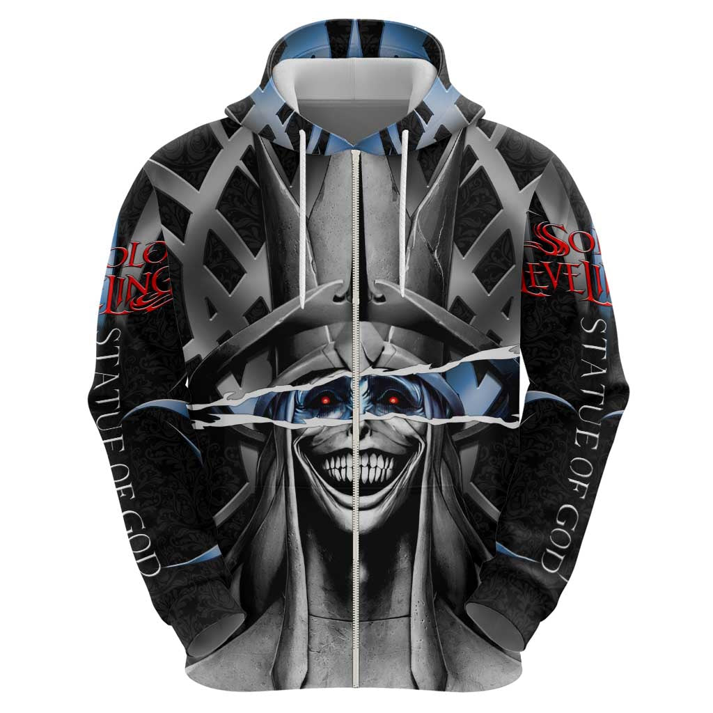 Statue of God Solo Leveling Zip Hoodie Dark Surreal Gothic Style