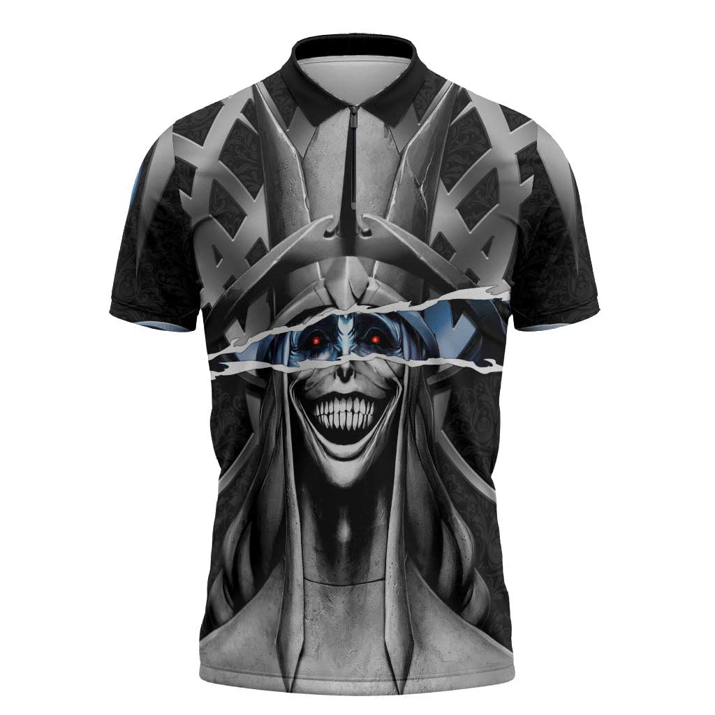 Statue of God Solo Leveling Zipper Polo Shirt Dark Surreal Gothic Style