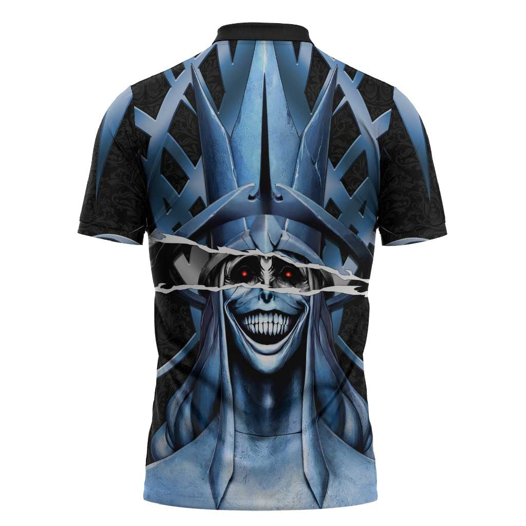 Statue of God Solo Leveling Zipper Polo Shirt Dark Surreal Gothic Style