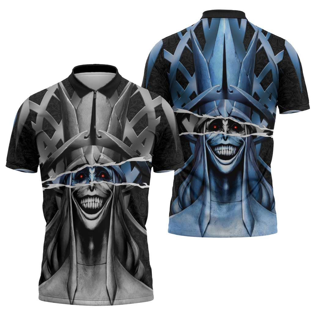 Statue of God Solo Leveling Zipper Polo Shirt Dark Surreal Gothic Style