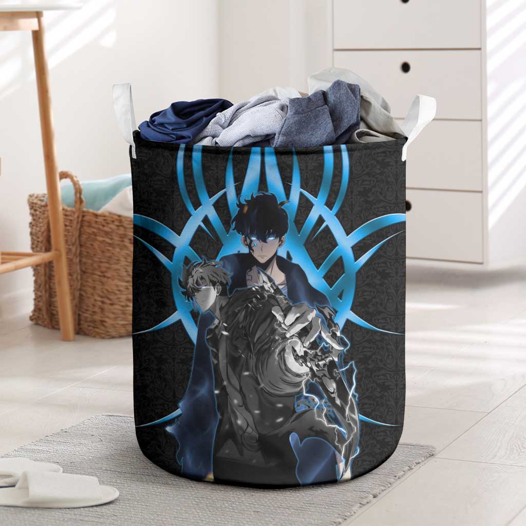 Sung Jin Woo Solo Leveling Laundry Basket Neon Shadowcore Anime Style