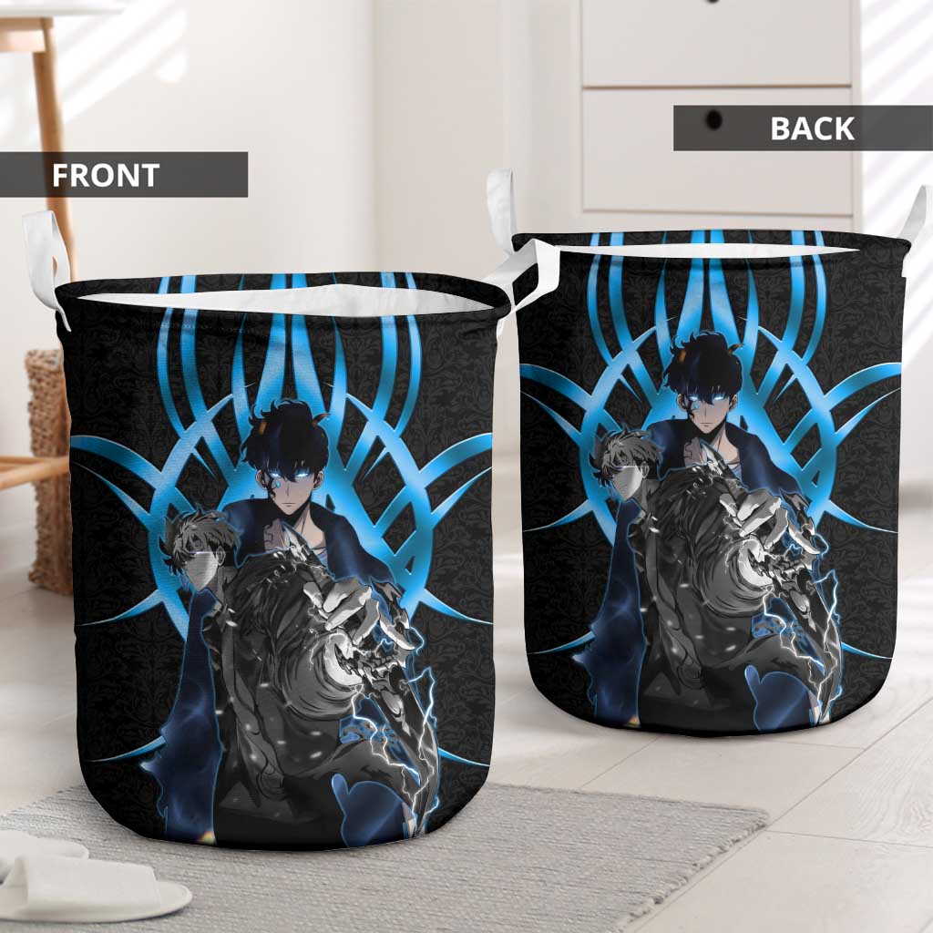 Sung Jin Woo Solo Leveling Laundry Basket Neon Shadowcore Anime Style