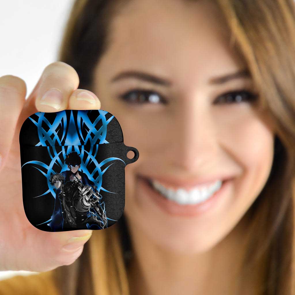 Sung Jin Woo Solo Leveling AirPods Case Neon Shadowcore Anime Style