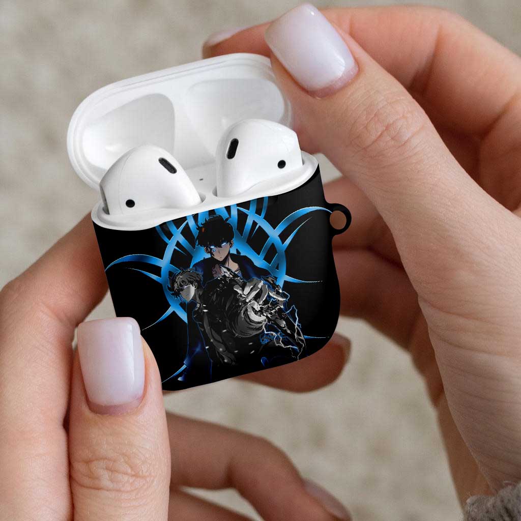 Sung Jin Woo Solo Leveling AirPods Case Neon Shadowcore Anime Style