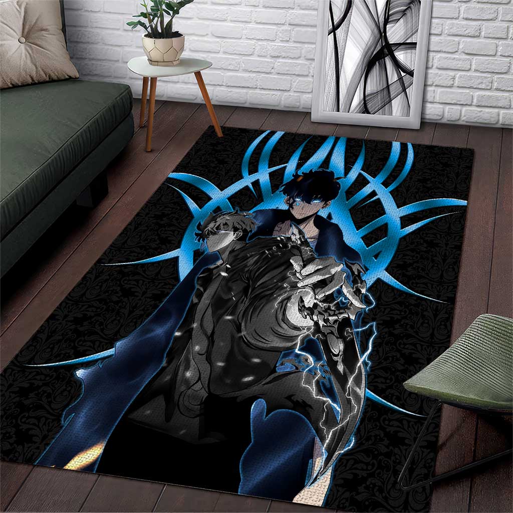 Sung Jin Woo Solo Leveling Area Rug Neon Shadowcore Anime Style