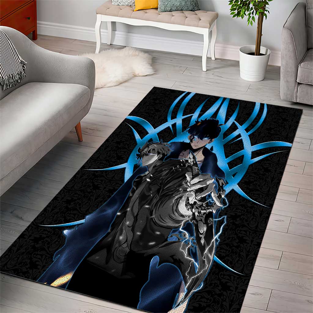 Sung Jin Woo Solo Leveling Area Rug Neon Shadowcore Anime Style
