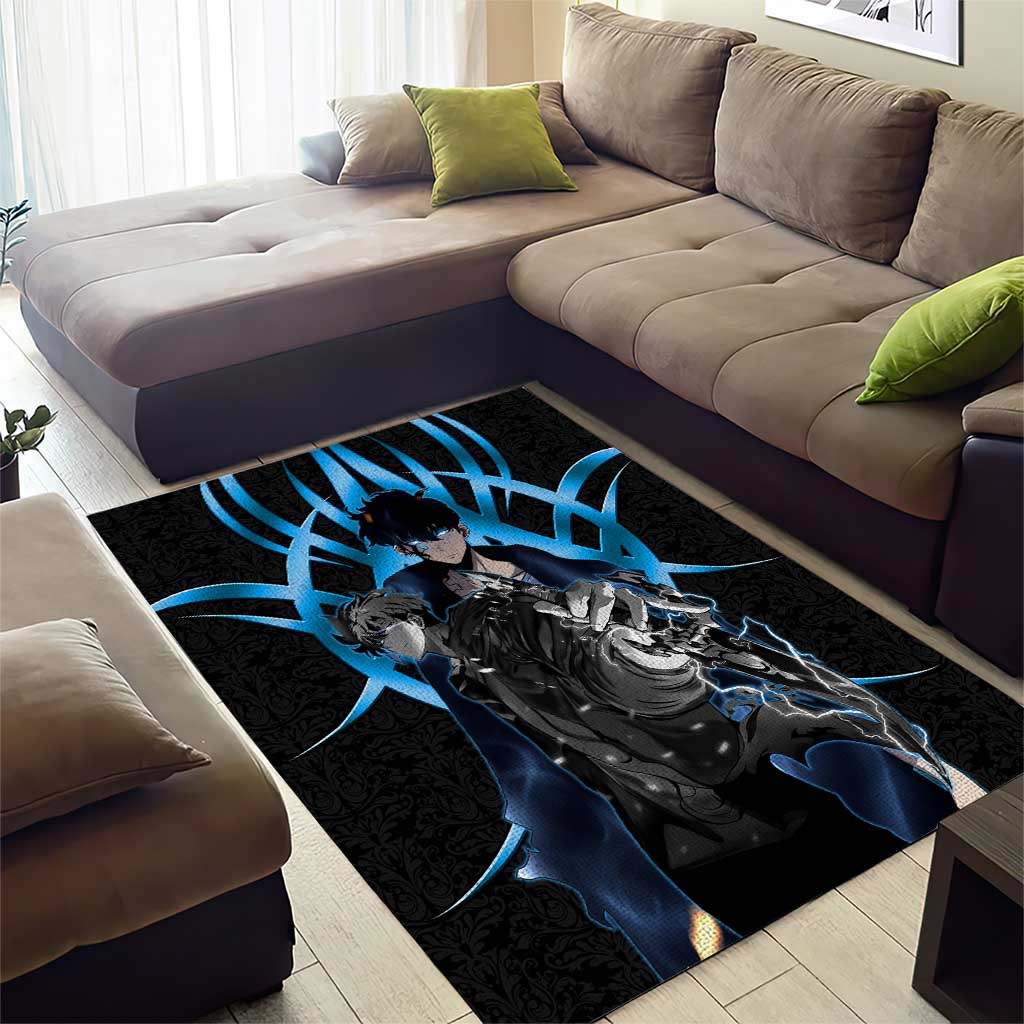 Sung Jin Woo Solo Leveling Area Rug Neon Shadowcore Anime Style