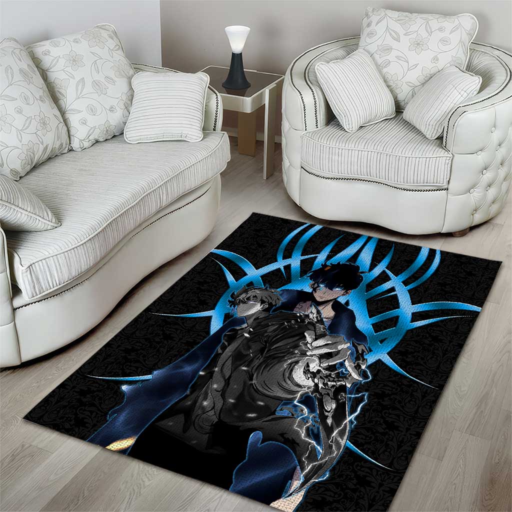 Sung Jin Woo Solo Leveling Area Rug Neon Shadowcore Anime Style