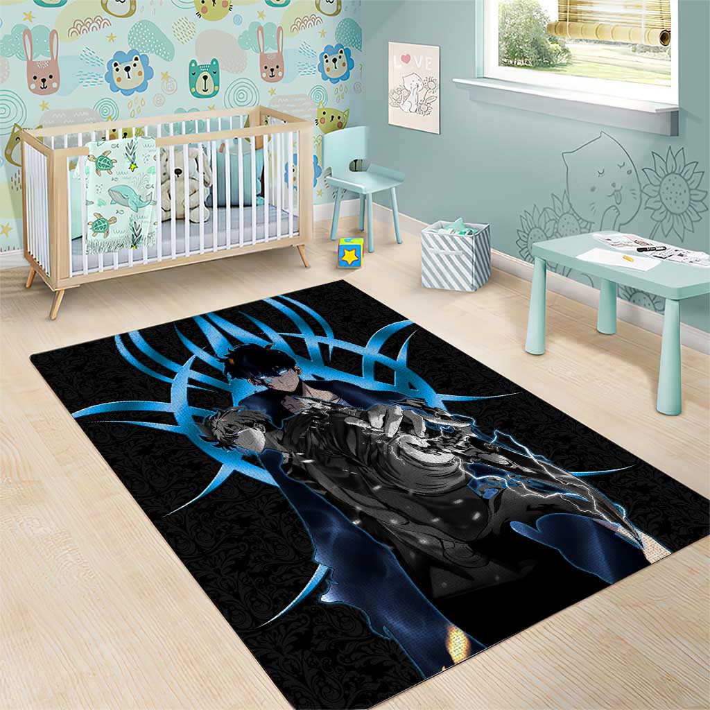 Sung Jin Woo Solo Leveling Area Rug Neon Shadowcore Anime Style