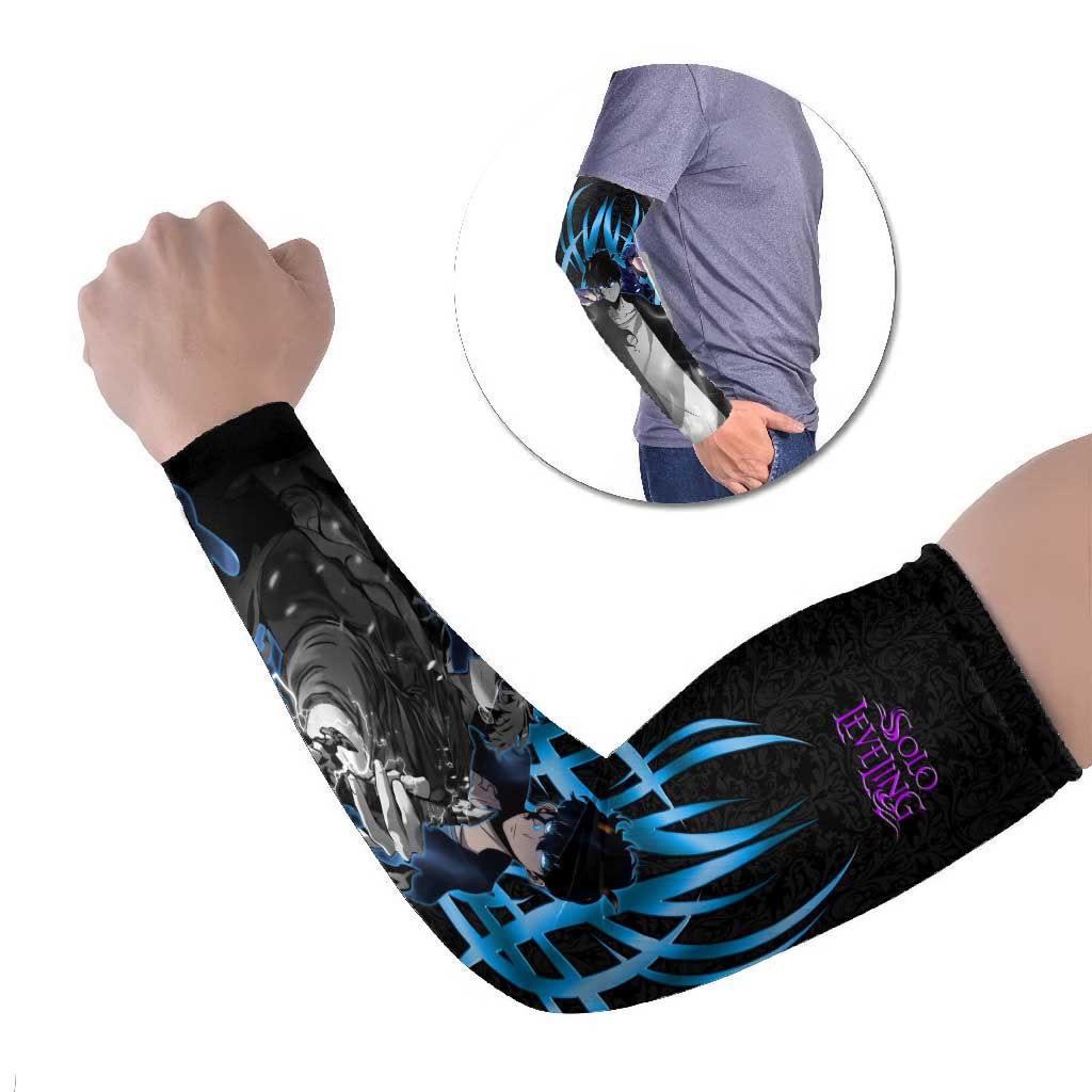 Sung Jin Woo Solo Leveling Arm Sleeves Neon Shadowcore Anime Style
