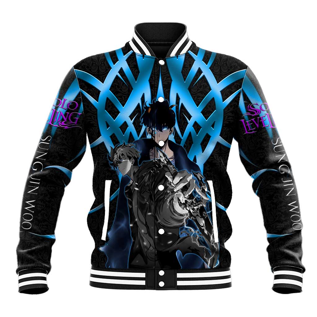 Sung Jin Woo Solo Leveling Baseball Jacket Neon Shadowcore Anime Style