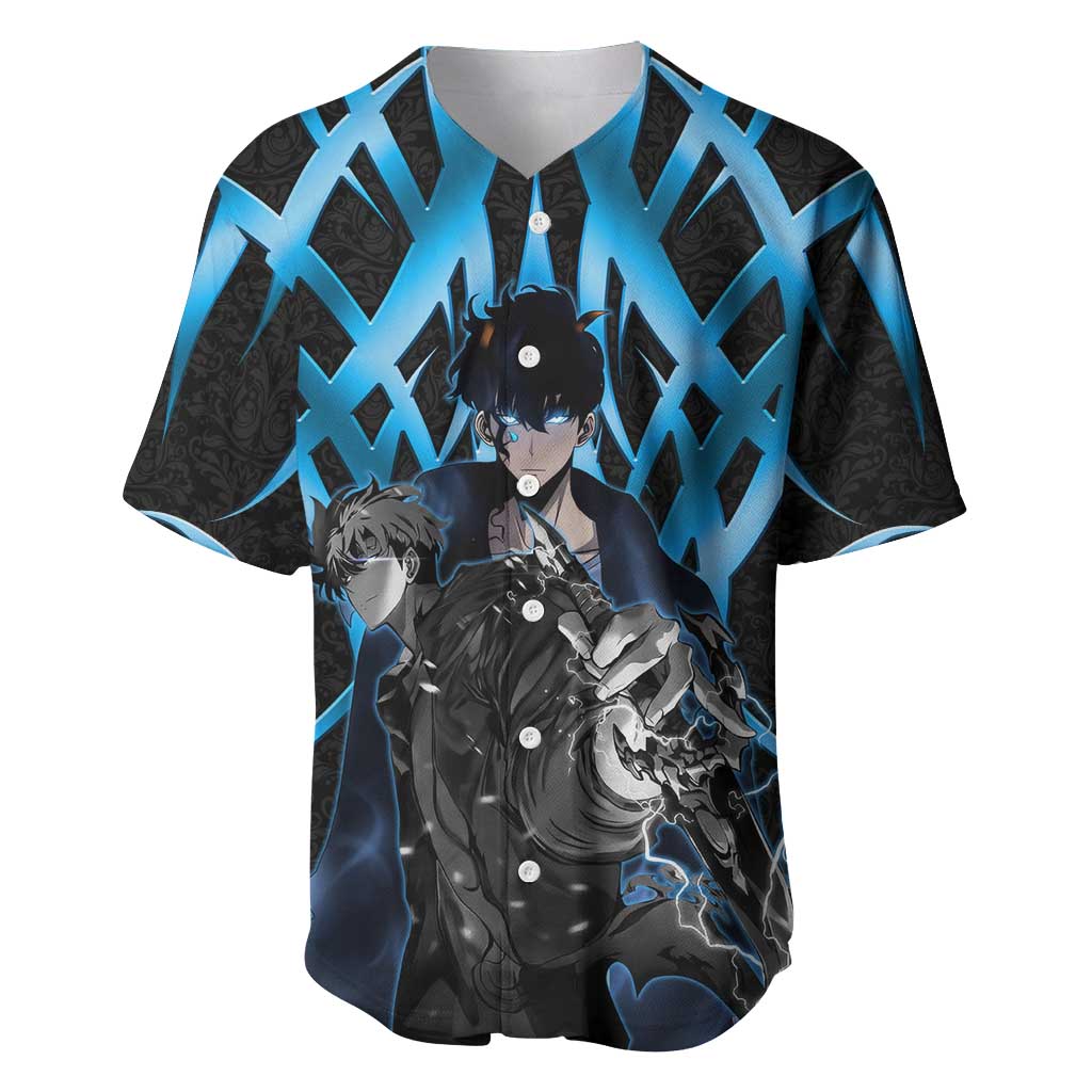 Sung Jin Woo Solo Leveling Baseball Jersey Neon Shadowcore Anime Style