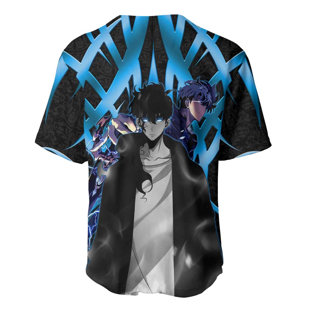 Sung Jin Woo Solo Leveling Baseball Jersey Neon Shadowcore Anime Style