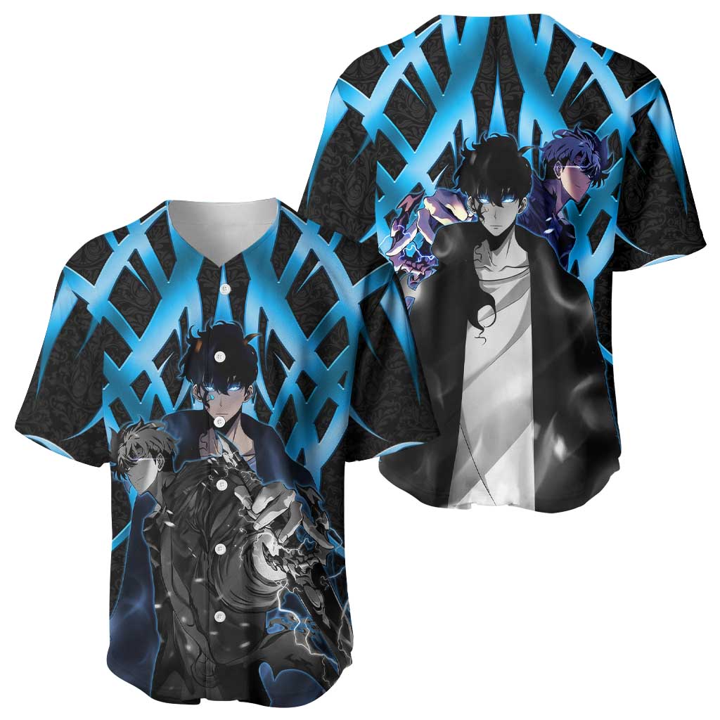 Sung Jin Woo Solo Leveling Baseball Jersey Neon Shadowcore Anime Style