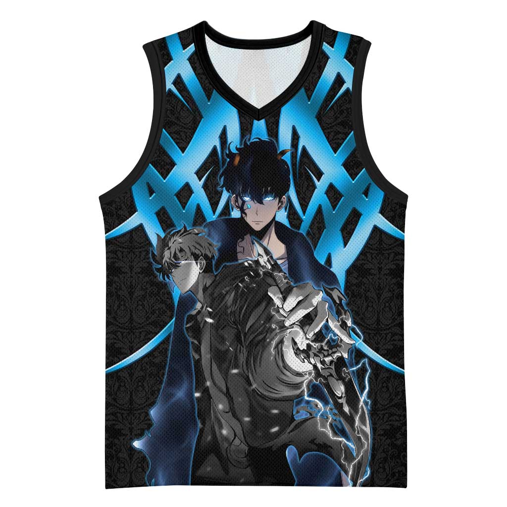 Sung Jin Woo Solo Leveling Basketball Jersey Neon Shadowcore Anime Style