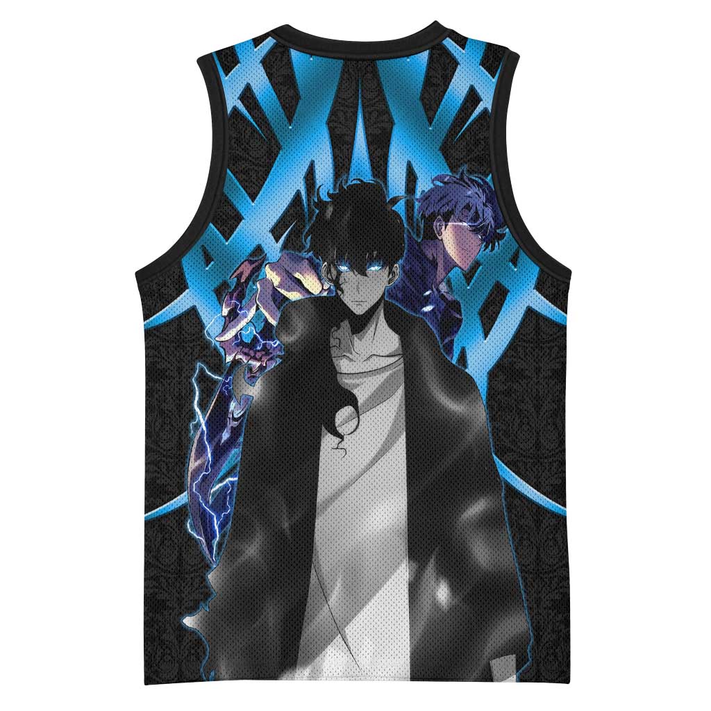 Sung Jin Woo Solo Leveling Basketball Jersey Neon Shadowcore Anime Style