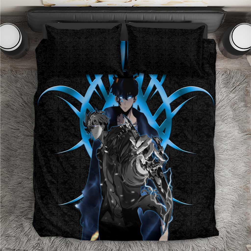 Sung Jin Woo Solo Leveling Bedding Set Neon Shadowcore Anime Style