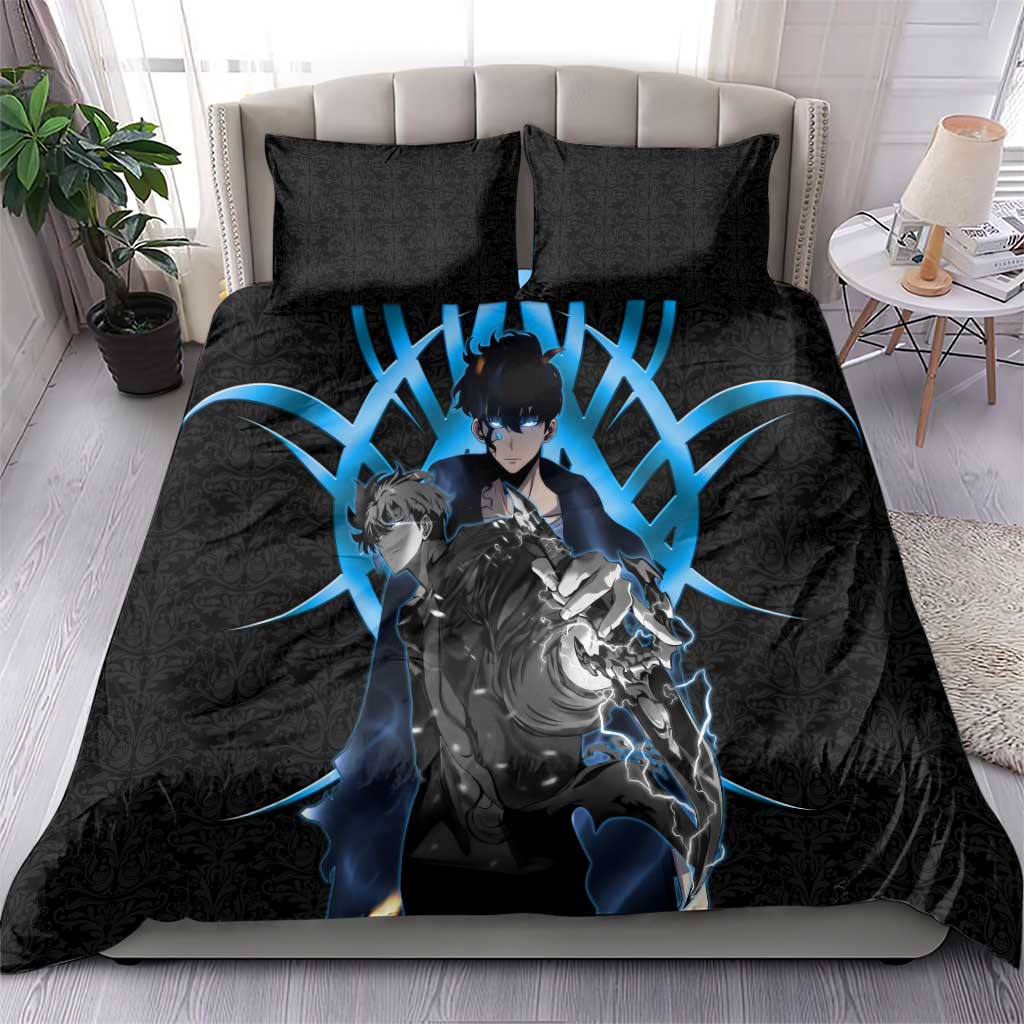 Sung Jin Woo Solo Leveling Bedding Set Neon Shadowcore Anime Style