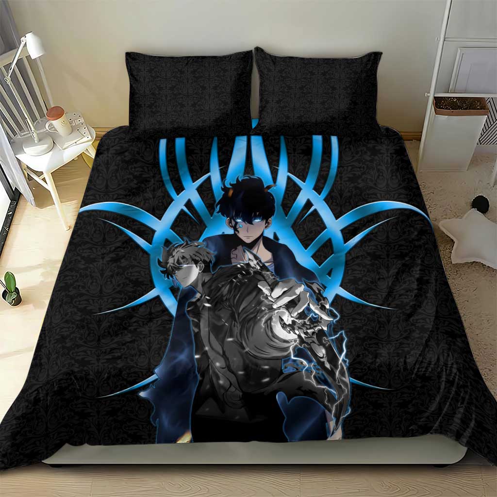 Sung Jin Woo Solo Leveling Bedding Set Neon Shadowcore Anime Style