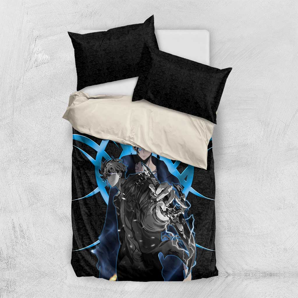 Sung Jin Woo Solo Leveling Bedding Set Neon Shadowcore Anime Style