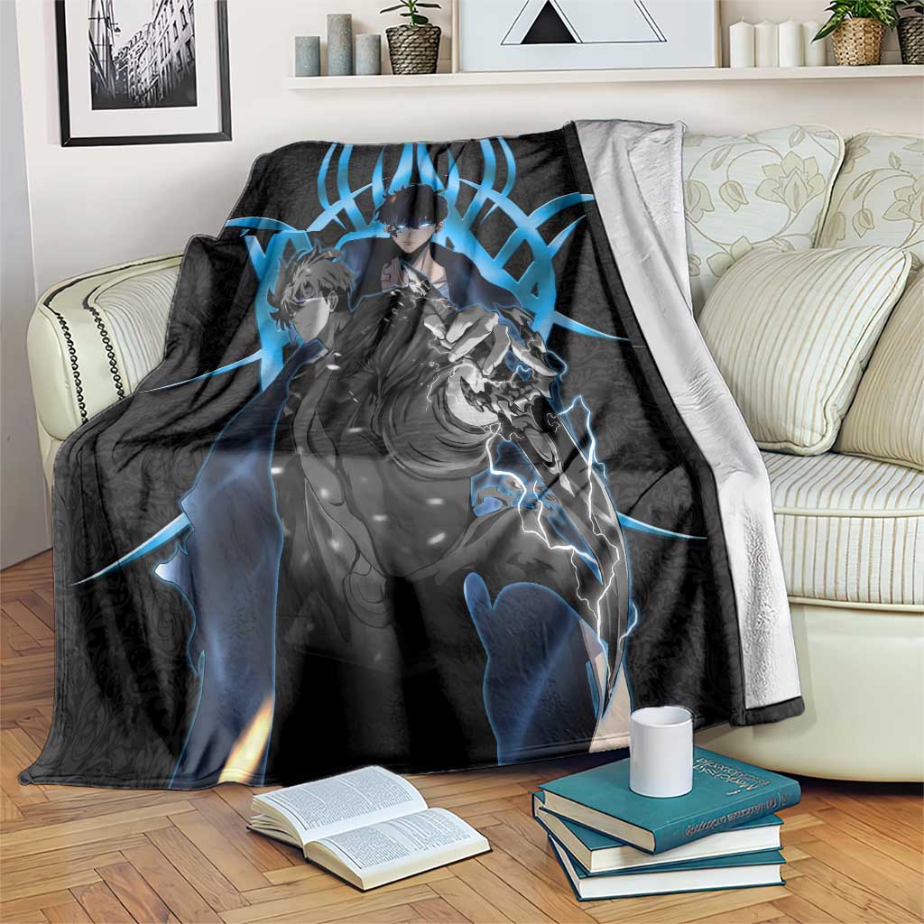 Sung Jin Woo Solo Leveling Blanket Neon Shadowcore Anime Style