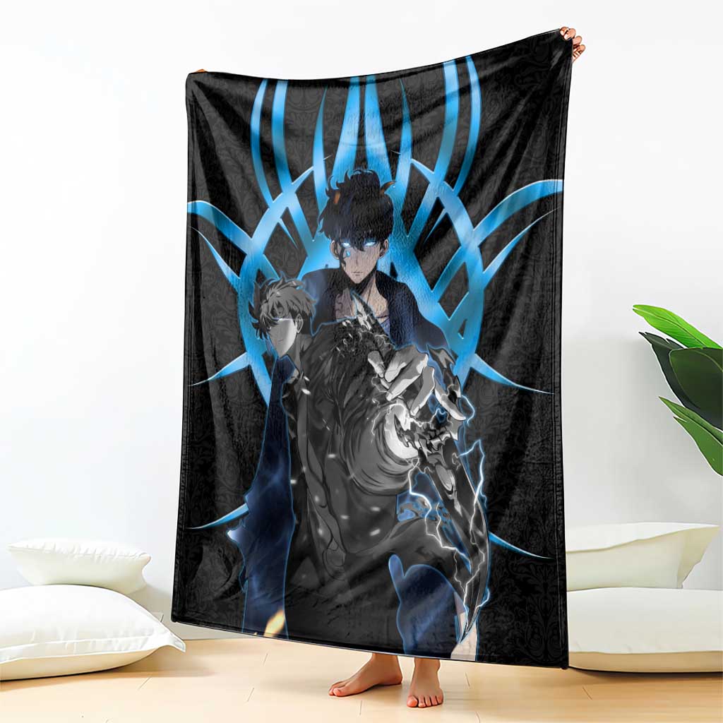 Sung Jin Woo Solo Leveling Blanket Neon Shadowcore Anime Style