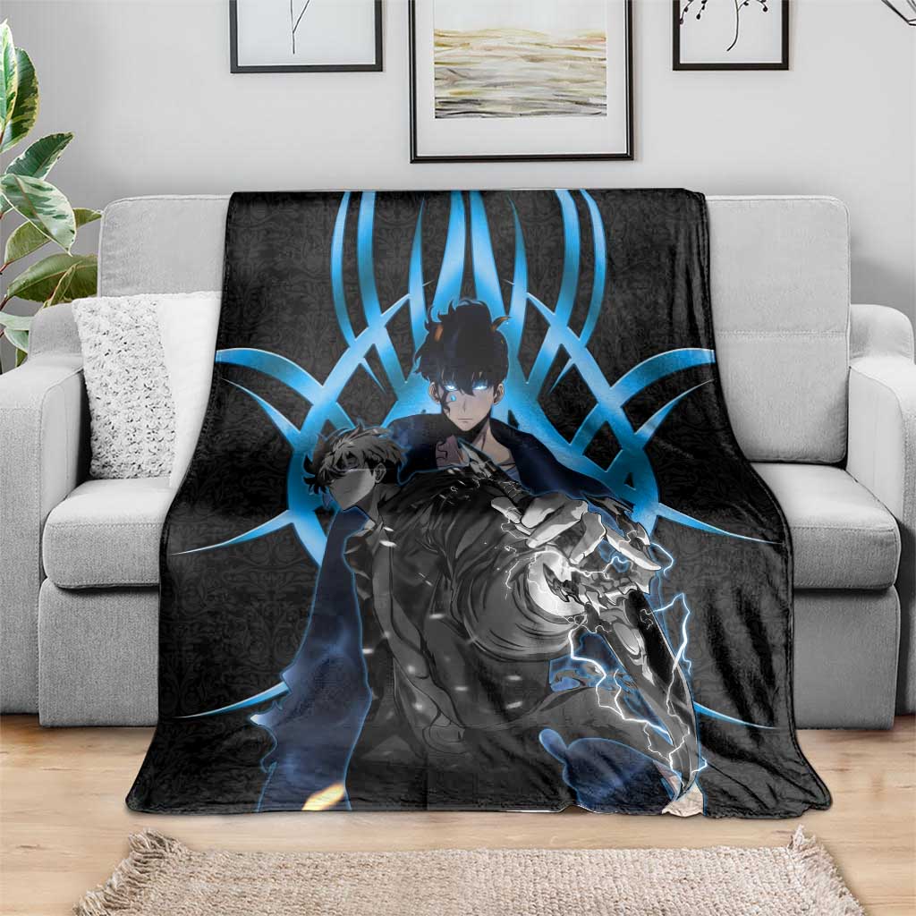 Sung Jin Woo Solo Leveling Blanket Neon Shadowcore Anime Style