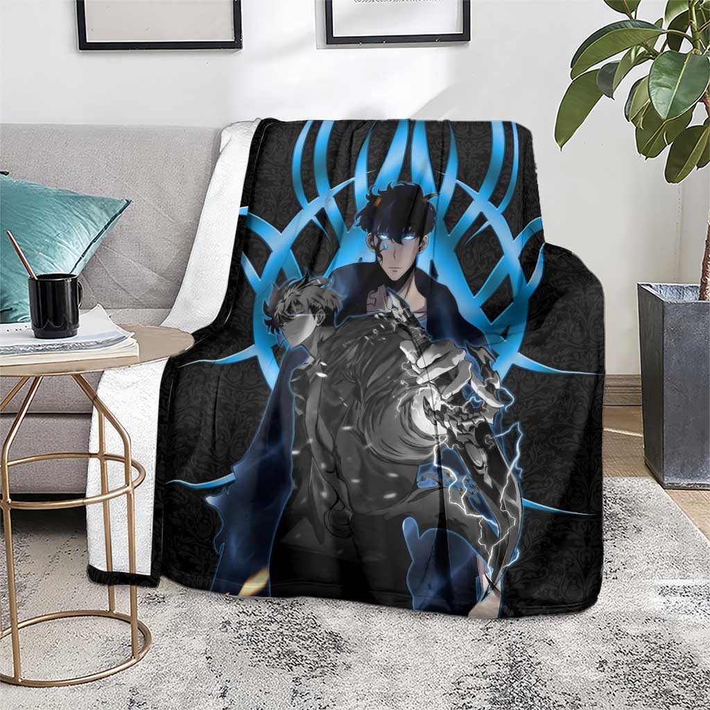 Sung Jin Woo Solo Leveling Blanket Neon Shadowcore Anime Style