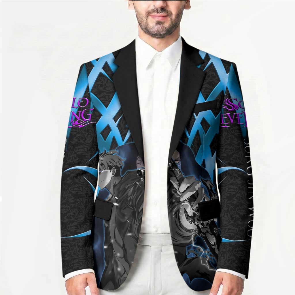 Sung Jin Woo Solo Leveling Blazer Neon Shadowcore Anime Style