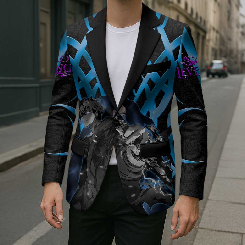 Sung Jin Woo Solo Leveling Blazer Neon Shadowcore Anime Style