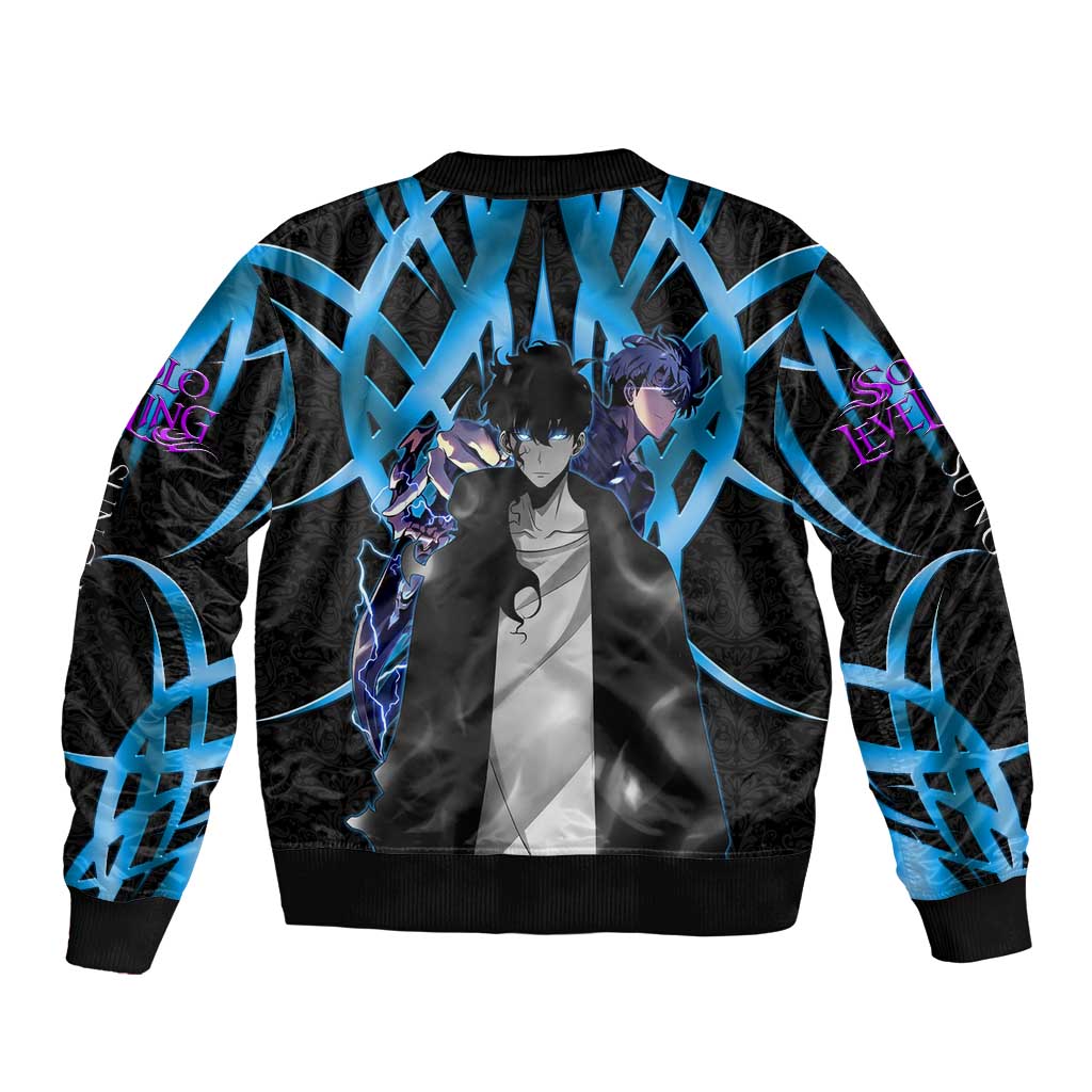 Sung Jin Woo Solo Leveling Bomber Jacket Neon Shadowcore Anime Style