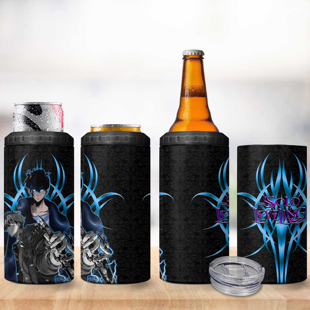 Sung Jin Woo Solo Leveling 4 in 1 Can Cooler Tumbler Neon Shadowcore Anime Style