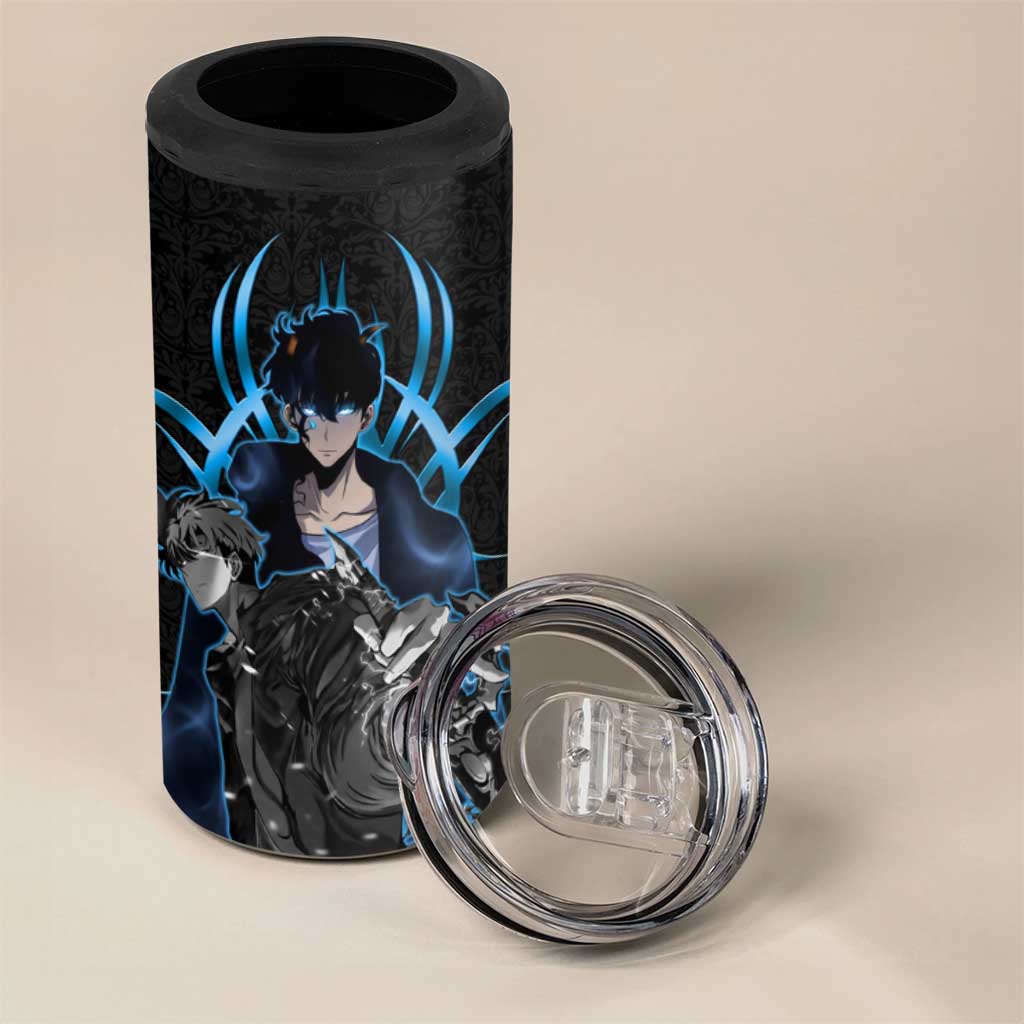 Sung Jin Woo Solo Leveling 4 in 1 Can Cooler Tumbler Neon Shadowcore Anime Style