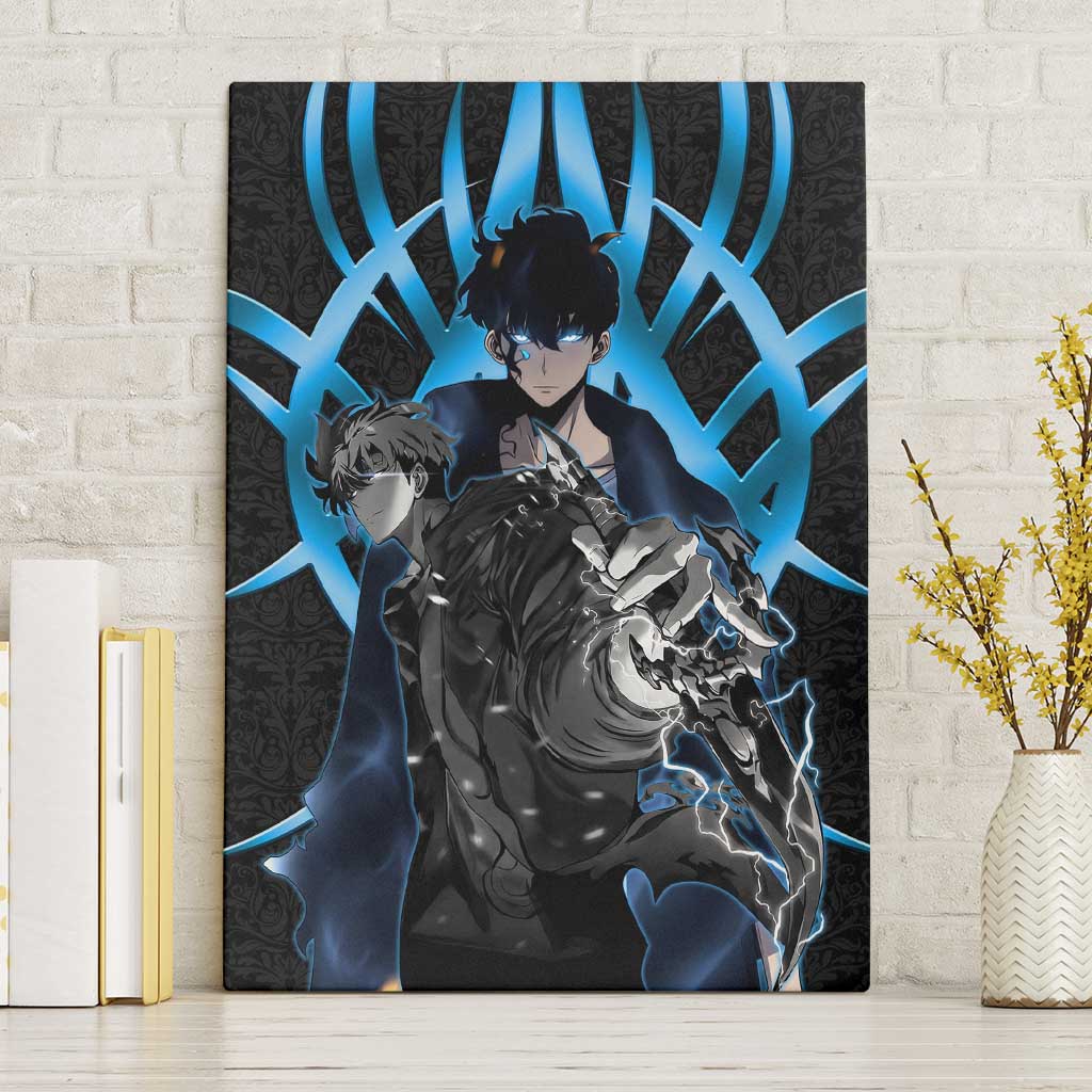 Sung Jin Woo Solo Leveling Canvas Wall Art Neon Shadowcore Anime Style