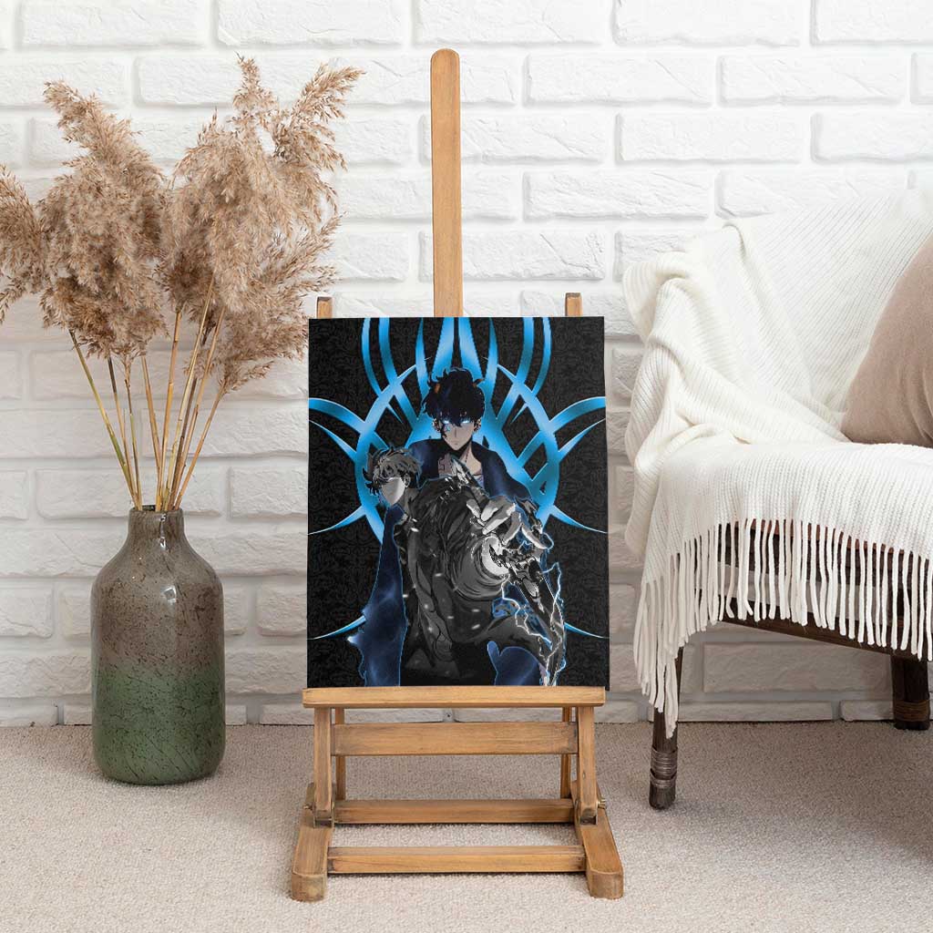 Sung Jin Woo Solo Leveling Canvas Wall Art Neon Shadowcore Anime Style